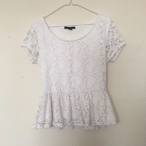 FOREVER 21 white lace peplum top